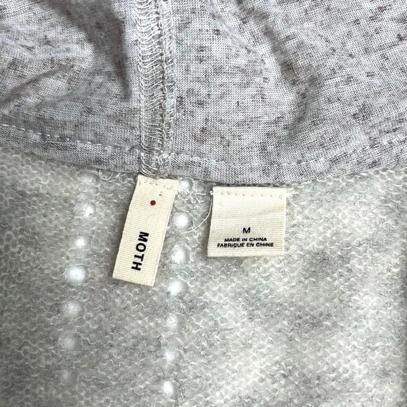 MOTH ANTHROPOLOGIE Gray Alpaca Wool Knit Hooded Lined Sweater Cardigan  M - Picture 11 of 12